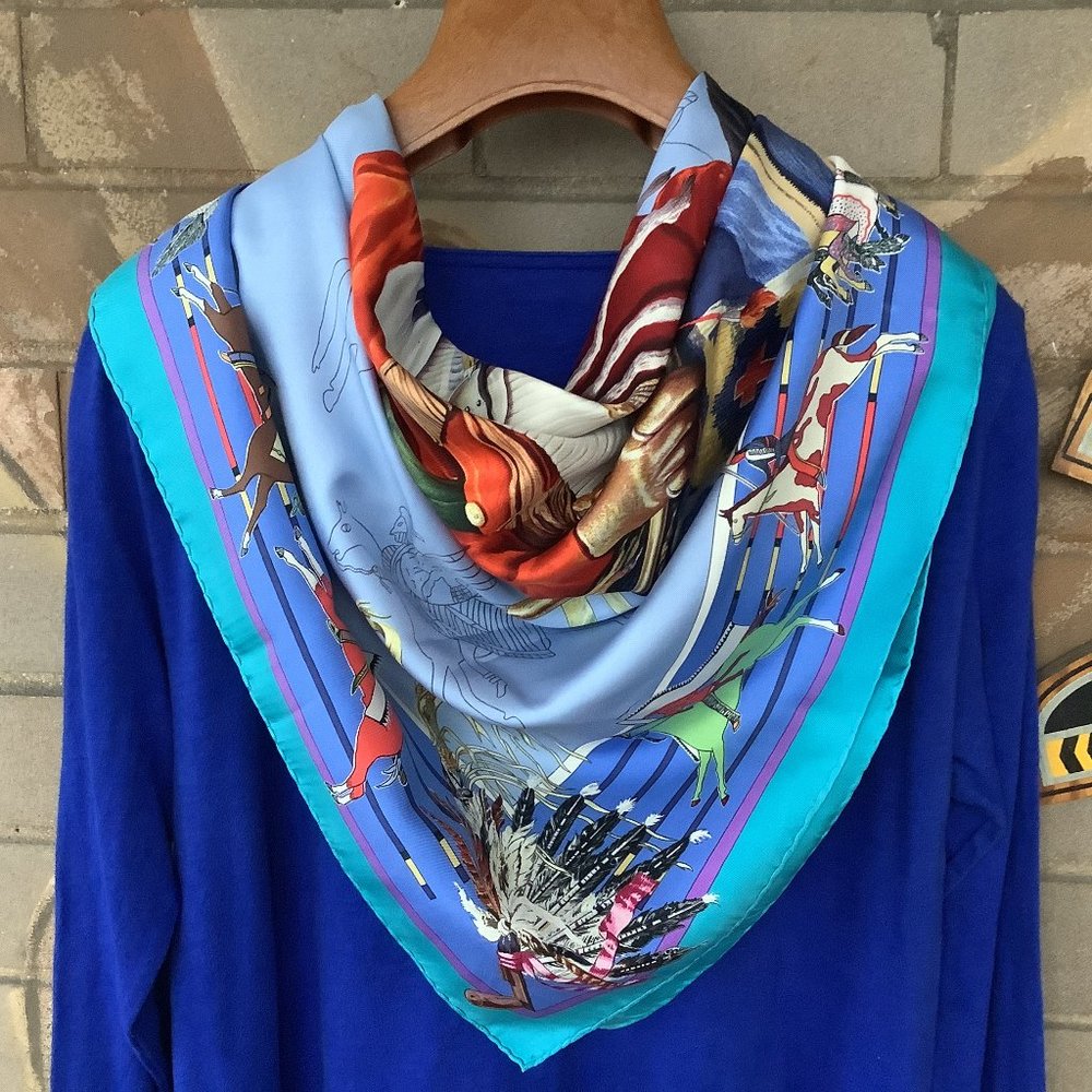 Vintage Hermes Pani La Shar Pawnee Silk Scarf